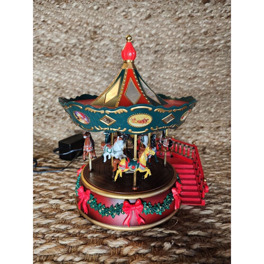 Vintage Maisto Holiday Christmas Merry Go Round Carousel Light Musical Animated
